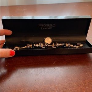 Figaro couture glass bead bracelet with watch